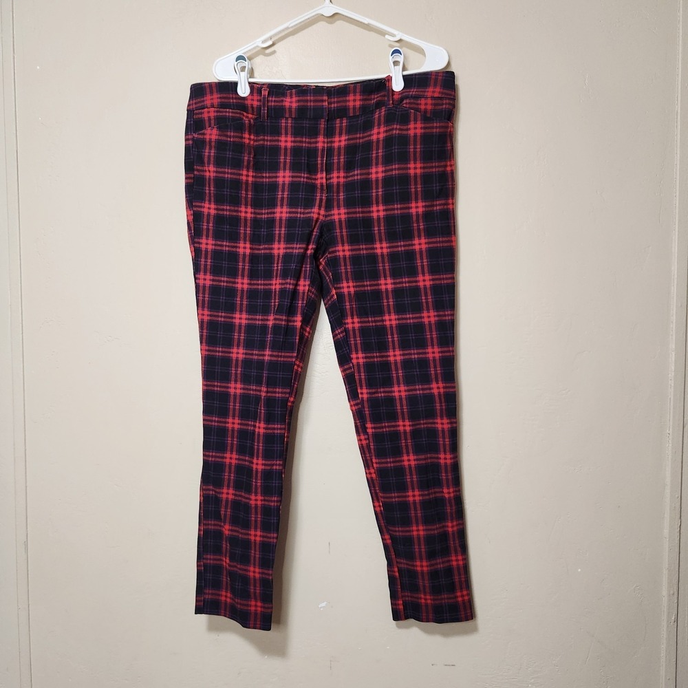 7th Avenue Design Studio Red‎ And Purple Plaid Pants Size 14
